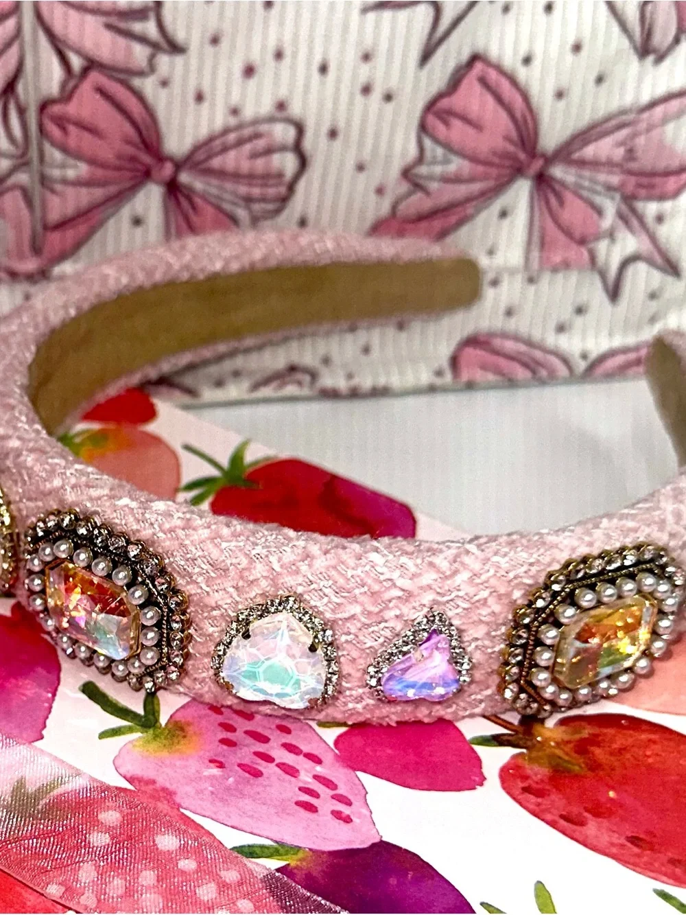 Women's Pink Jeweled Headband